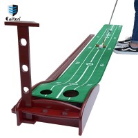 High quality green practice putting golf mat indoor redwood base velvet carpet golf putting trainer